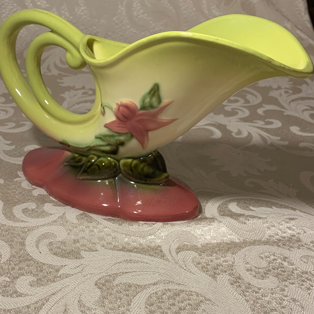 Floral Ceramic Pitcher in Green and Pink